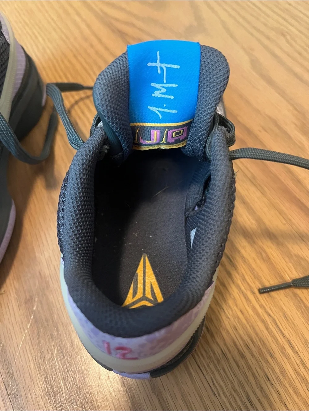 Girls Nike basketball shoes- JA morant - Gray with Pink & Blue Accents